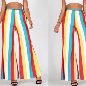 NY&C NWT multi colored stripe wide leg pants size 14